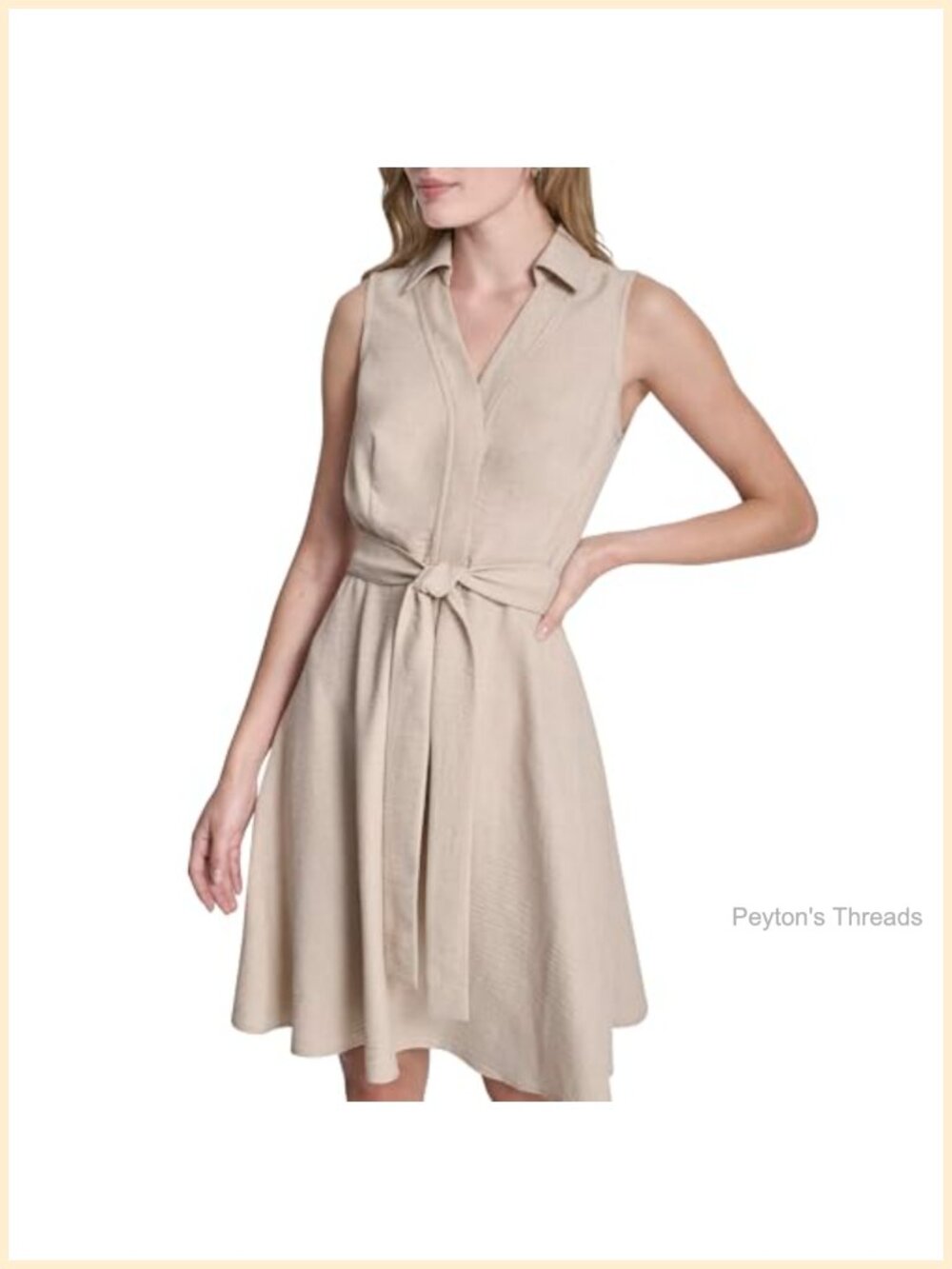 Sleeveless Collared Neck Mélange Washer Fit and Flare Dress